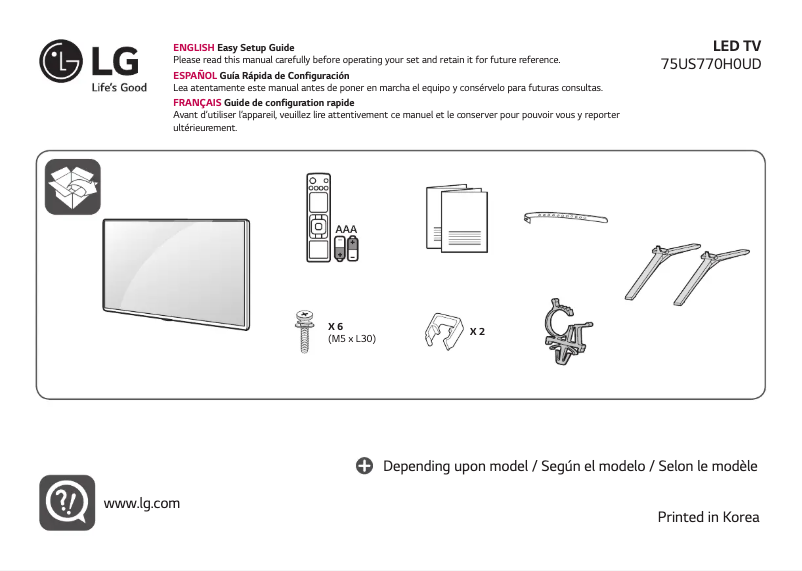 Page 1 of the manual User Manual LG 75US770H0UD