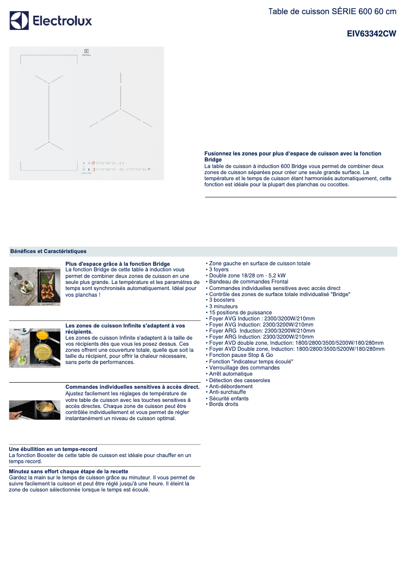 Page n°1 - Fiche technique Electrolux EIV63342CW