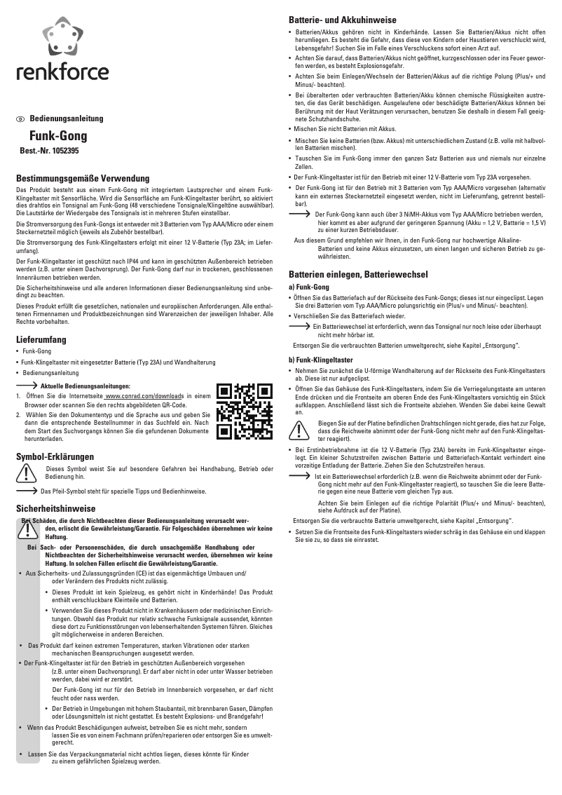 Página 1 del manual Manual de usuario Renkforce 1052395