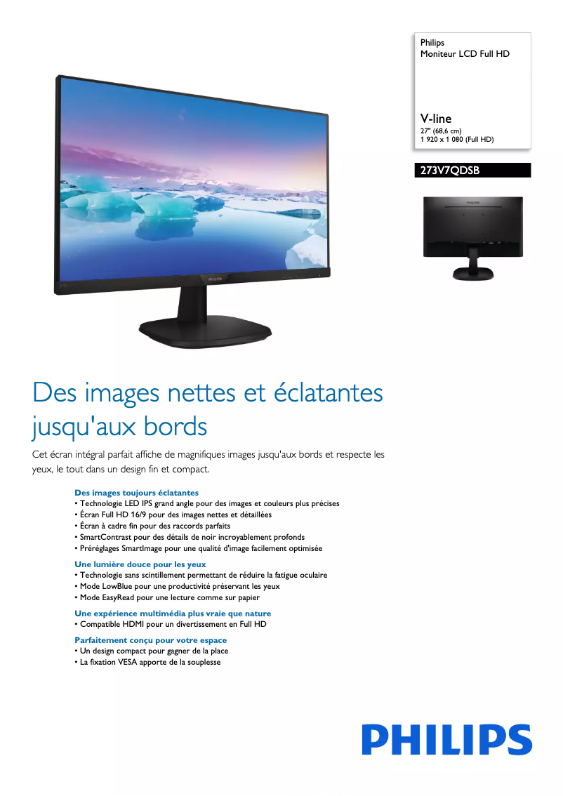 Image de la première page du manuel de l'appareil V Line 273V7QDSB