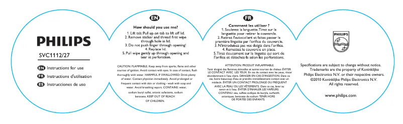Image de la première page du manuel de l'appareil SVC1112