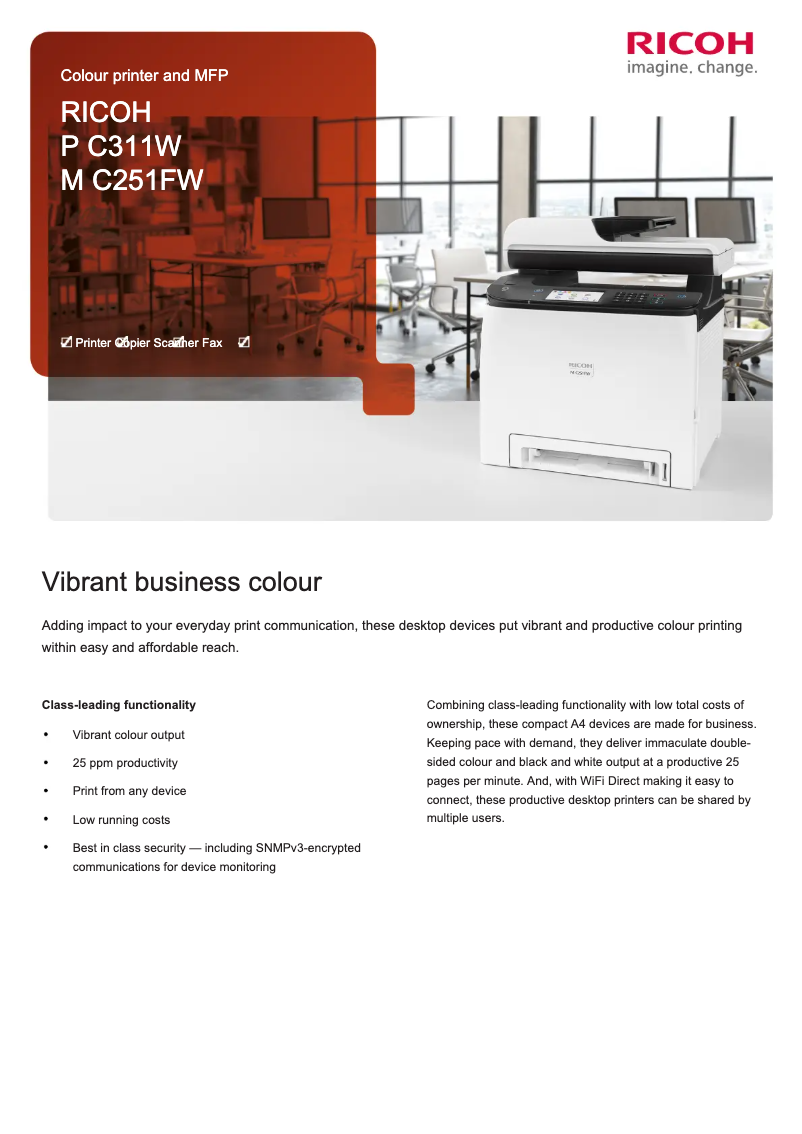 Page n°1 - Manuel utilisateur Ricoh M C251FW