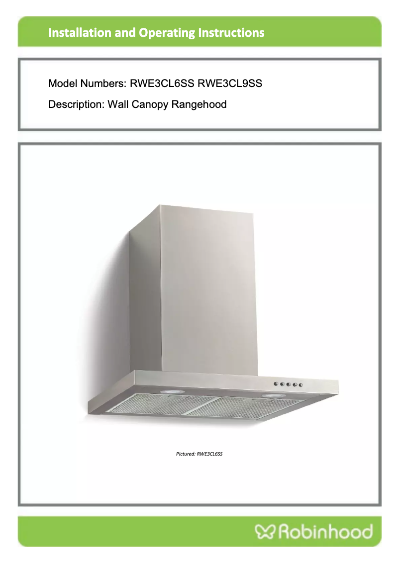 Page 1 de la notice Manuel utilisateur Robinhood RWE3CL6SS
