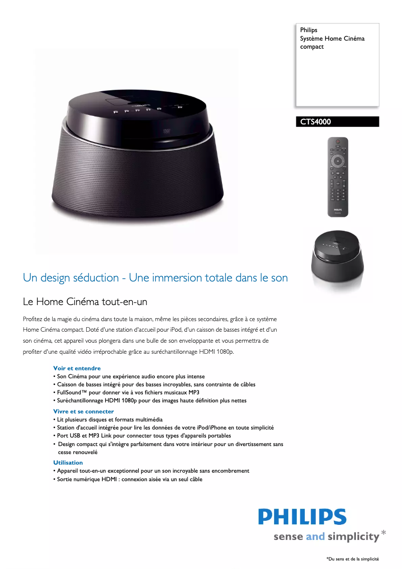 Page n°1 - Fiche technique Philips CTS4000