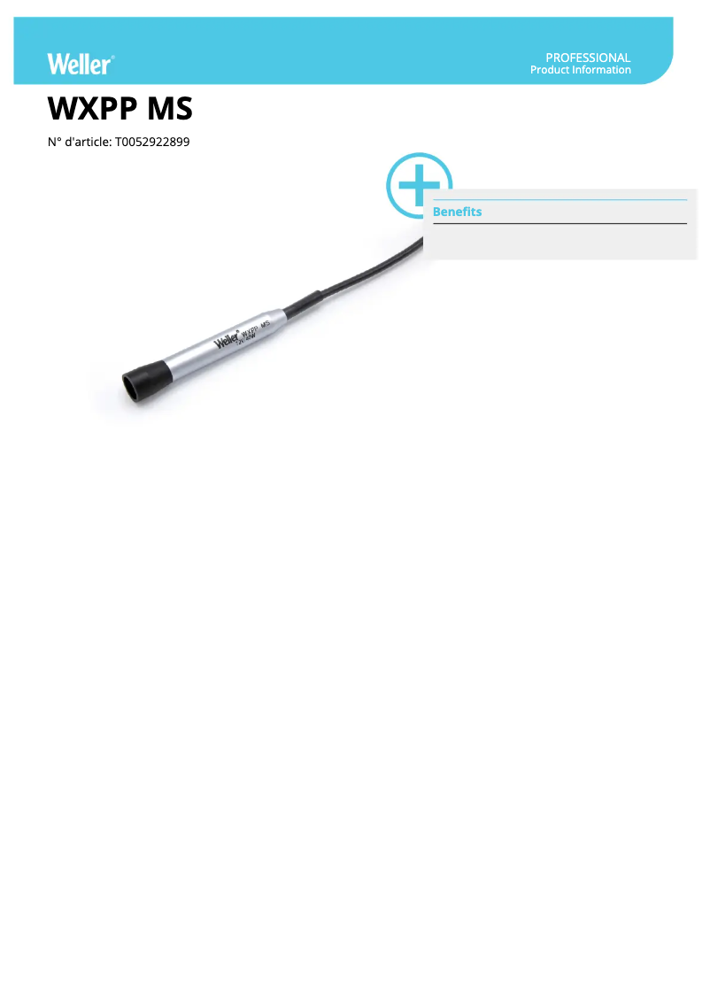 Page 1 de la notice Fiche technique Weller WXPP MS