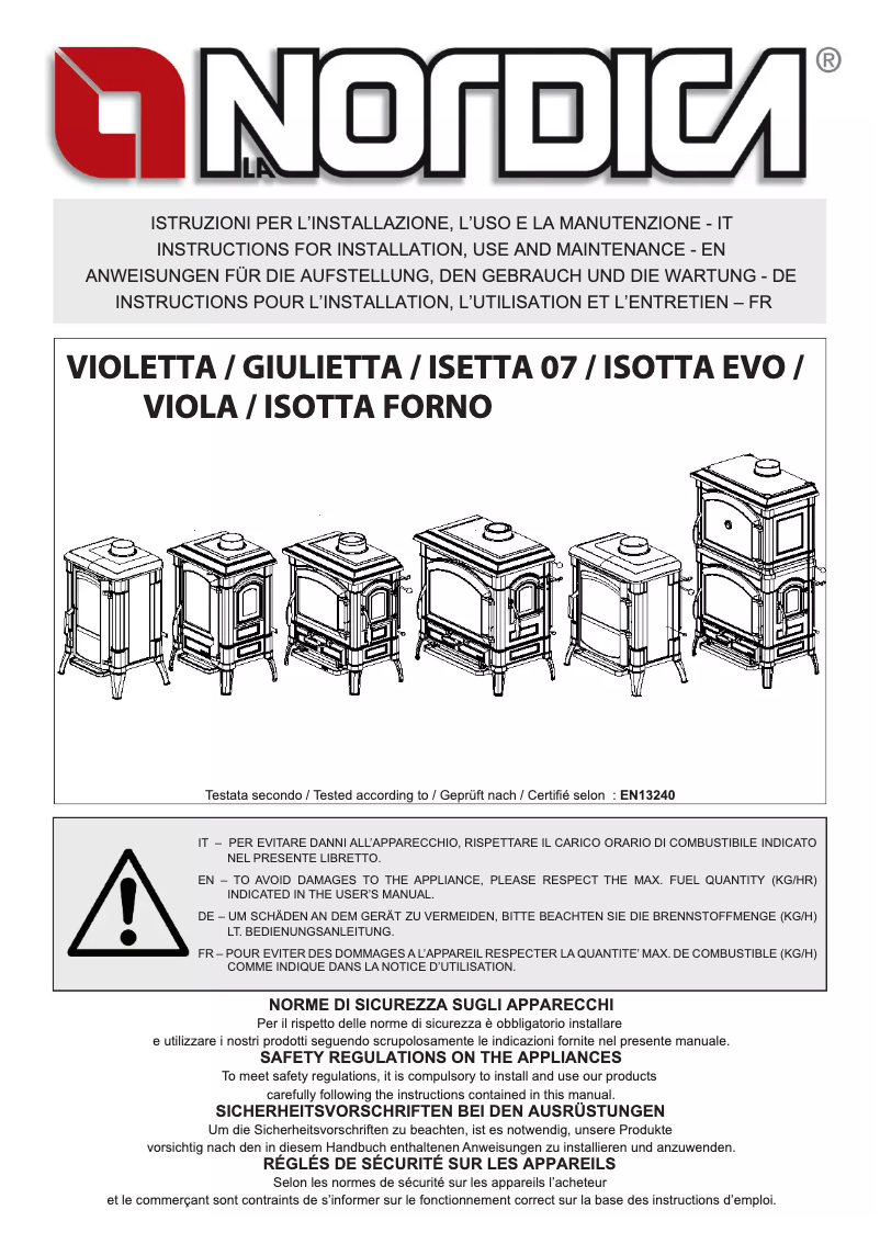 Page n°1 - Manuel utilisateur La Nordica Viola