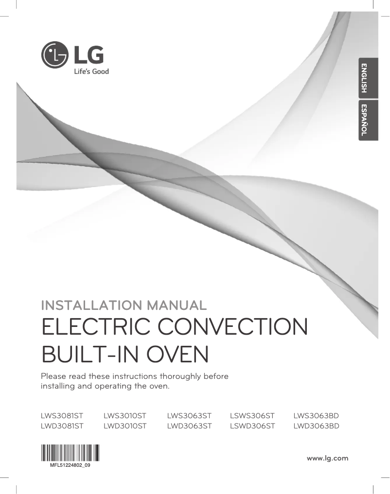 Page n°1 - Guide d'installation LG LWS3063ST