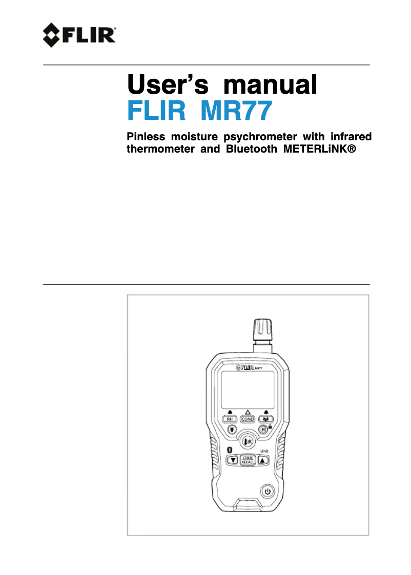 Page n°1 - Manuel utilisateur FLIR MR77