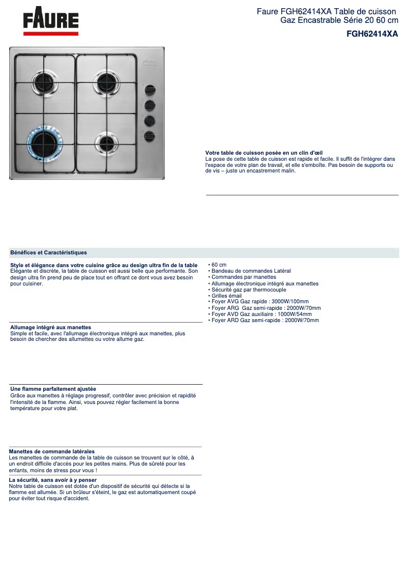 Image de la première page du manuel de l'appareil FGH62414XA