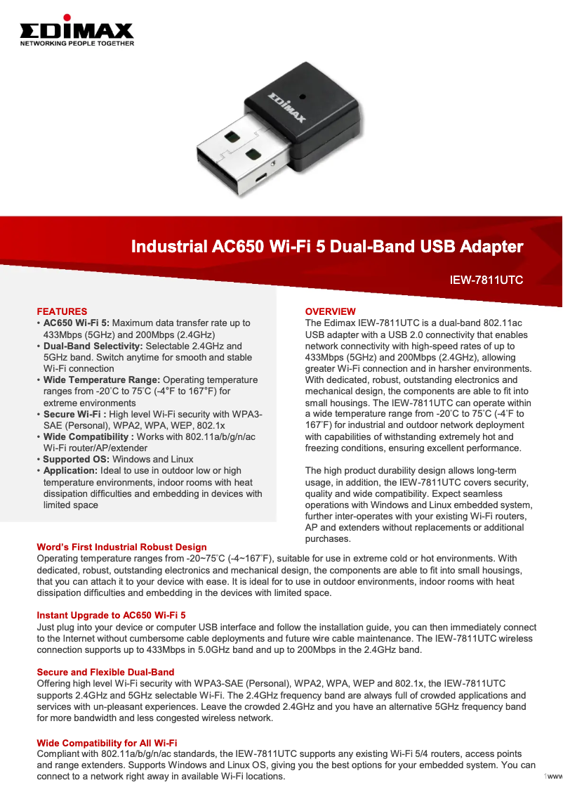 Página 1 del manual Ficha técnica Edimax IEW-7811UTC