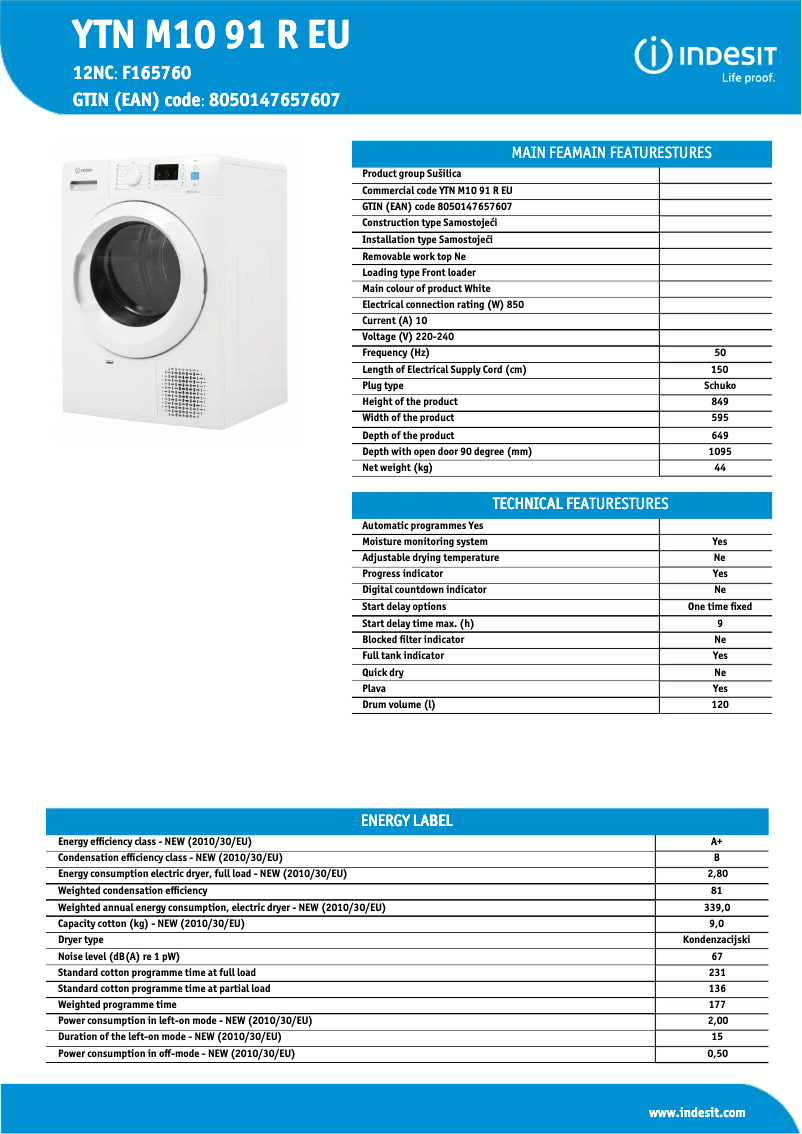 Imagen de la primera página del manual del dispositivo YTN M10 91 R EU
