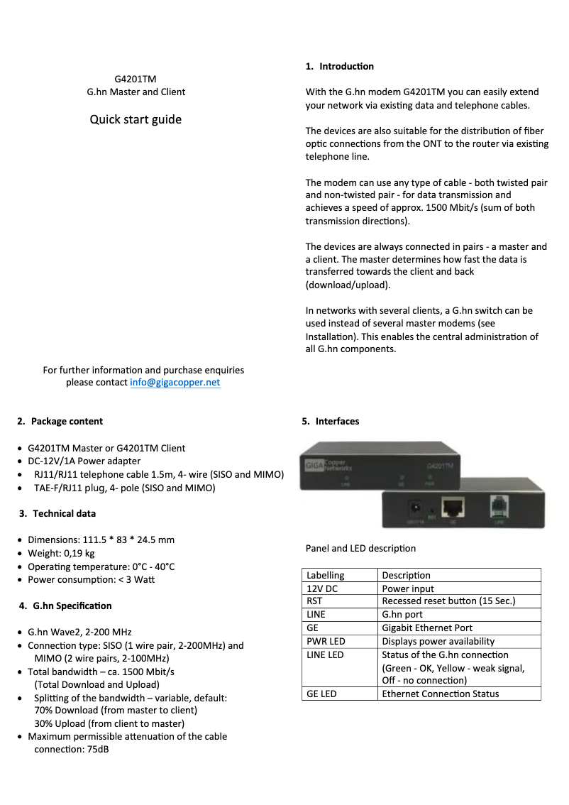 Image de la première page du manuel de l'appareil G4201TM