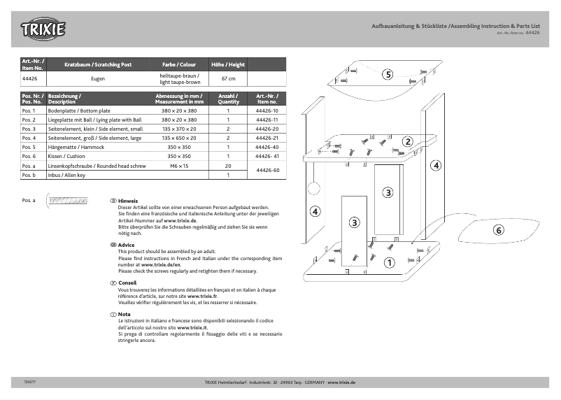 Page 1 de la notice Manuel utilisateur Trixie 44426