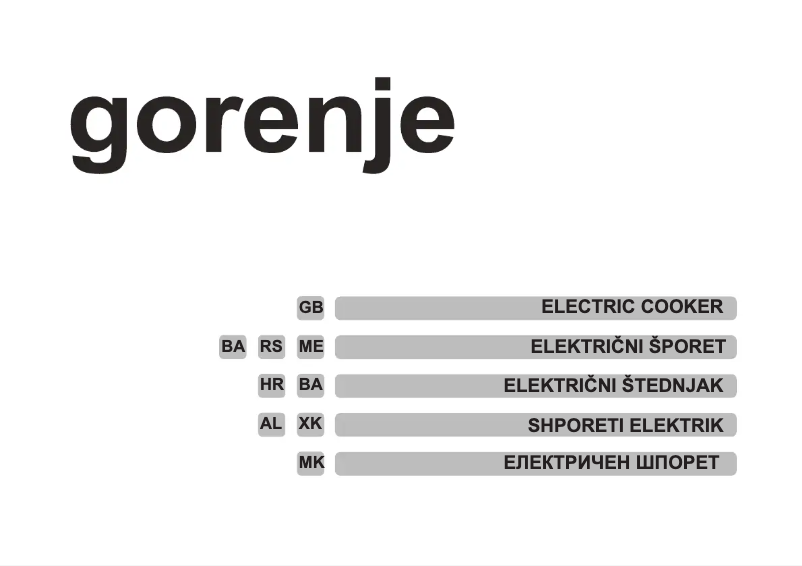 Page 1 of the manual User Manual Gorenje E51102AX
