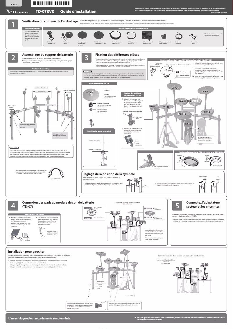 Page n°1 - Guide d'installation Roland TD-07KVX