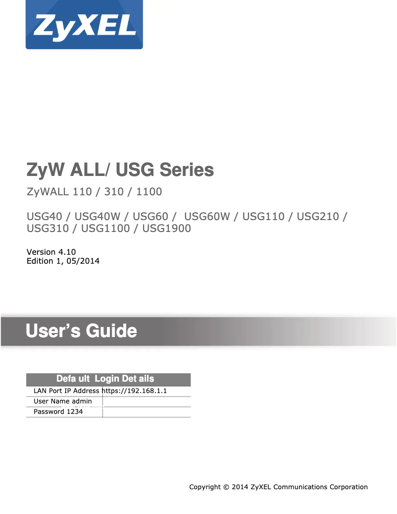 Page 1 de la notice Manuel utilisateur ZyXEL USG40HE