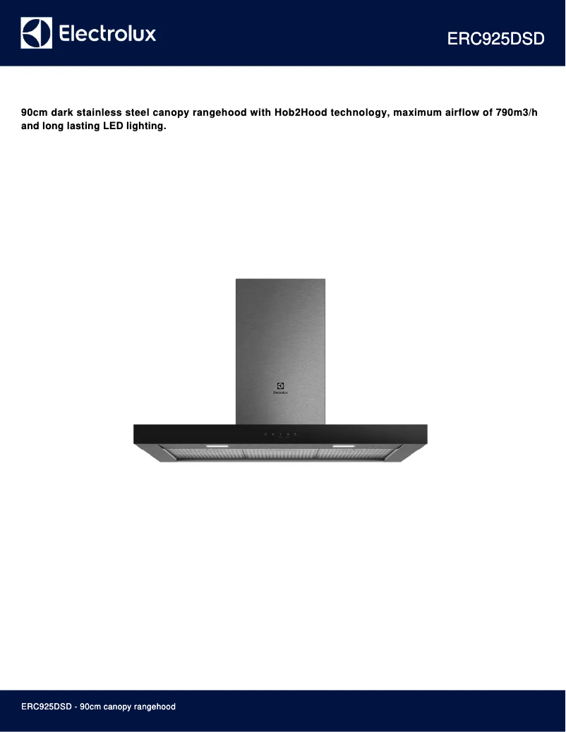 Page 1 de la notice Fiche technique Electrolux ERC925DSD