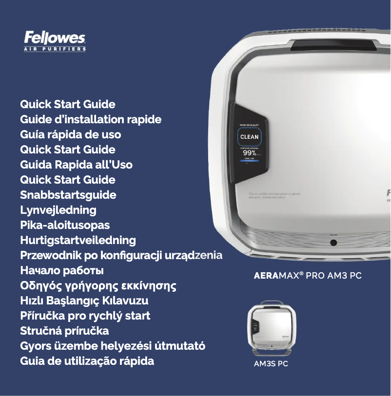 Page n°1 - Guide de démarrage rapide Fellowes AeraMax Pro AM3S PC