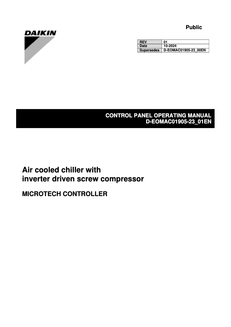 Page 1 de la notice Manuel utilisateur Daikin EWADH17TZSSC2