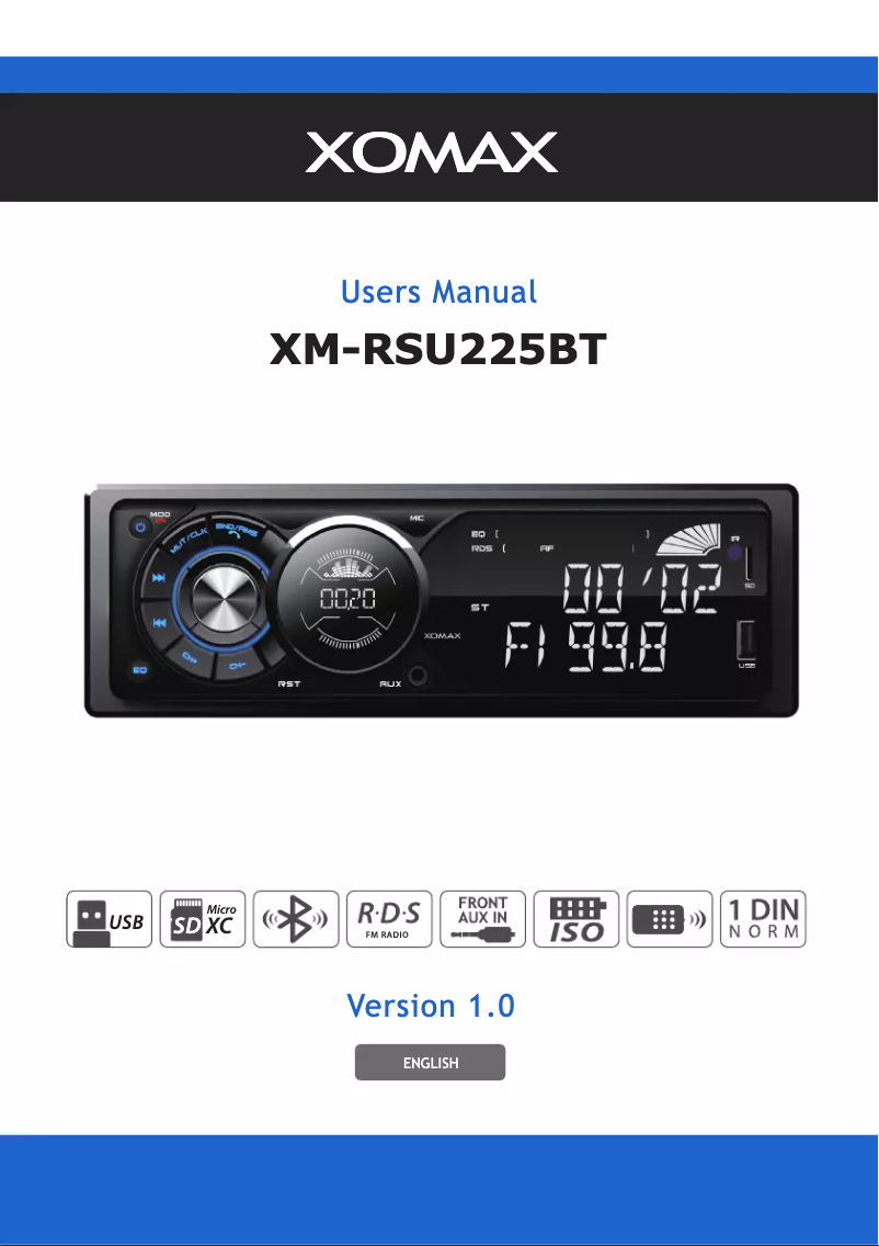Image de la première page du manuel de l'appareil XM-RSU225BT