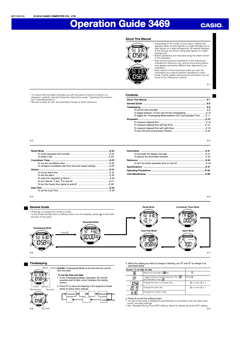 Page 1 de la notice Manuel utilisateur Casio Collection LWS-1000H-8AVEF