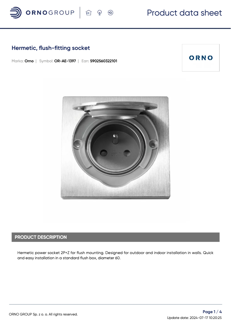 Image de la première page du manuel de l'appareil OR-AE-1397