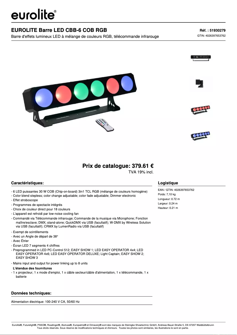 Image de la première page du manuel de l'appareil LED CBB-6 COB RGB Bar