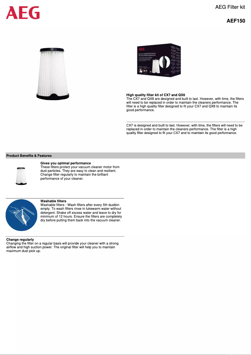 Página 1 del manual Manual de usuario AEG AEF150