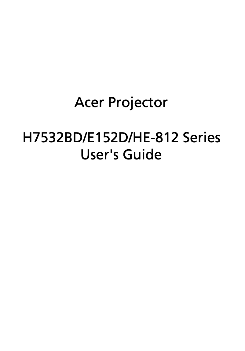 Page 1 de la notice Manuel utilisateur Acer H7532BD