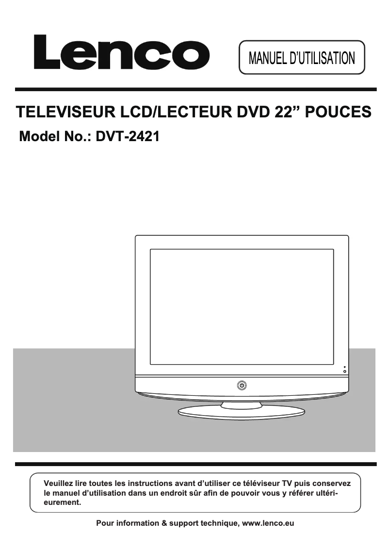 Page n°1 - Manuel utilisateur Lenco DVT-2421