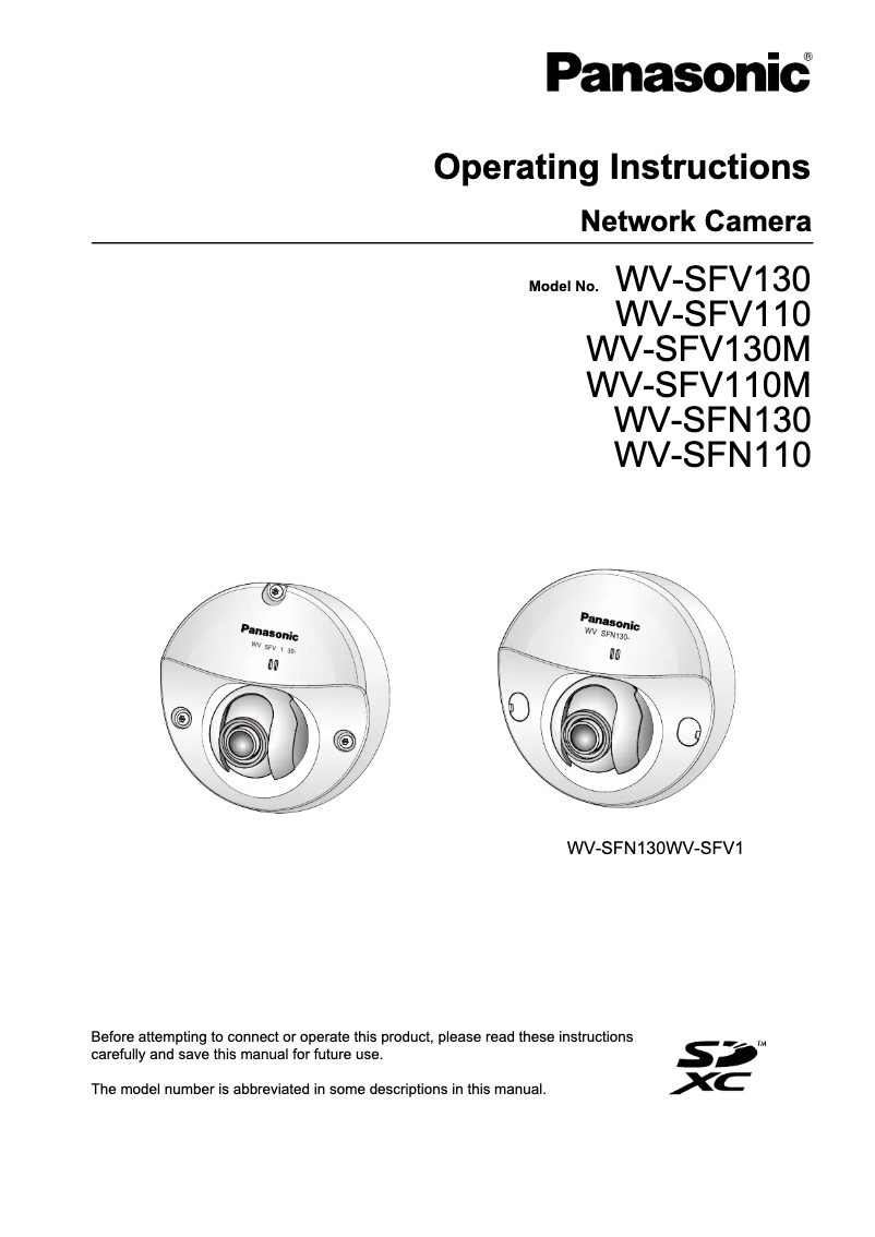 Page 1 de la notice Manuel utilisateur Panasonic WV-SFV110M