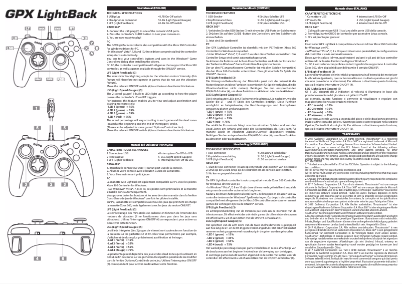 Page n°1 - Manuel utilisateur Thrustmaster GPX Lightback Ferrari