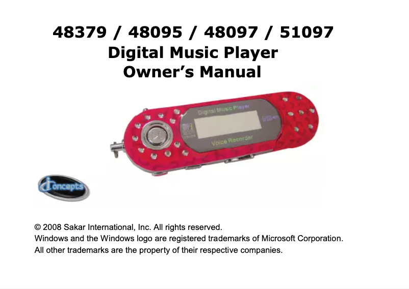 Page n°1 - Manuel utilisateur Sakar 48095