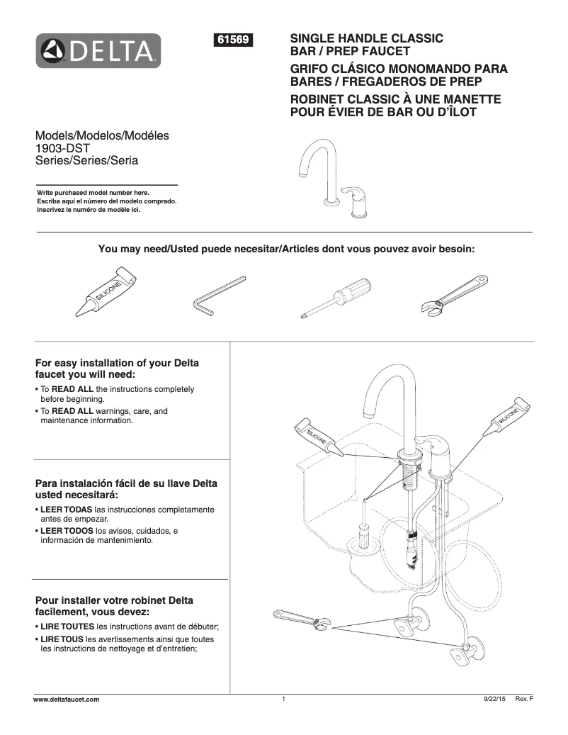 Page 1 de la notice Fiche technique Delta 1903-DST