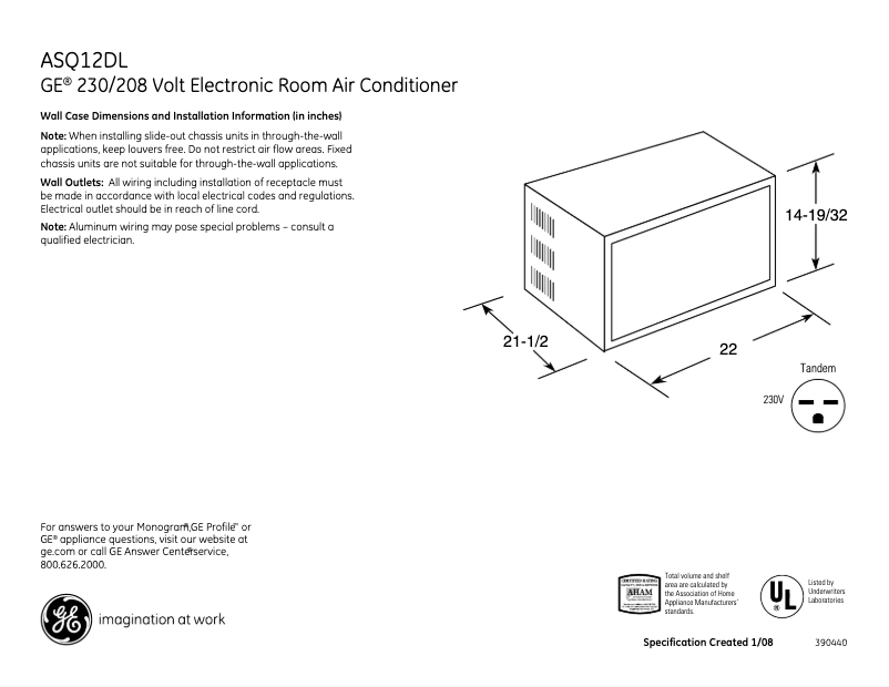 First page image of the manual for ASQ12DL