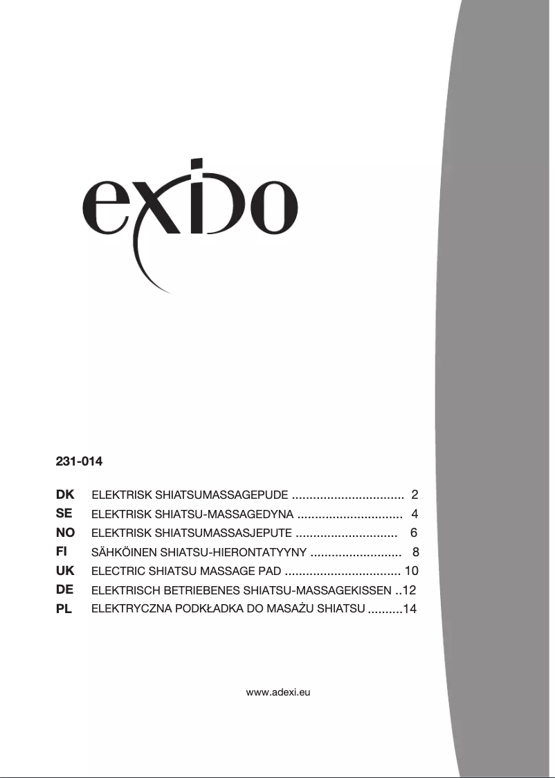 Page 1 de la notice Manuel utilisateur Exido 231-014