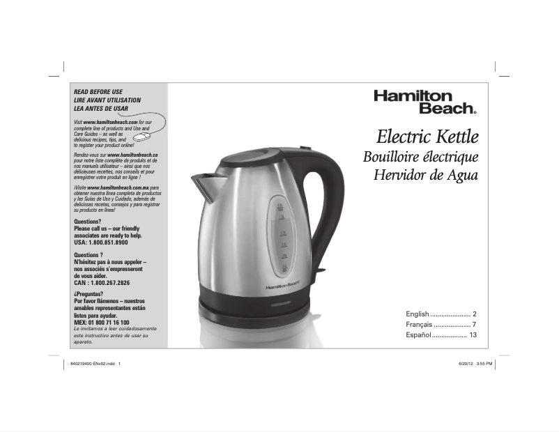 Page n°1 - Manuel utilisateur Hamilton Beach 40880