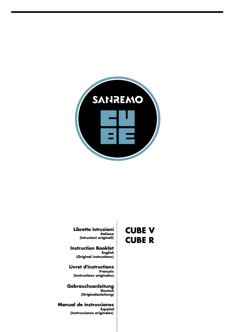 Page n°1 - Manuel utilisateur Sanremo Cube