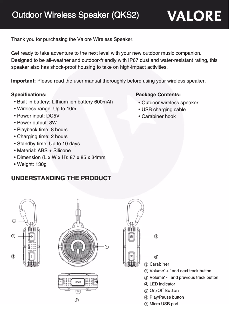 Image de la première page du manuel de l'appareil QKS2