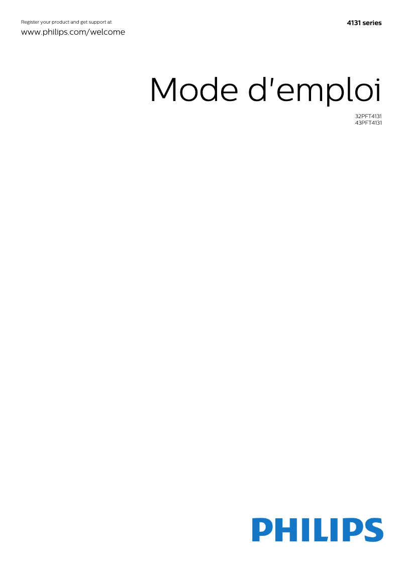 Page 1 de la notice Manuel utilisateur Philips 4000 series 43PFT4131
