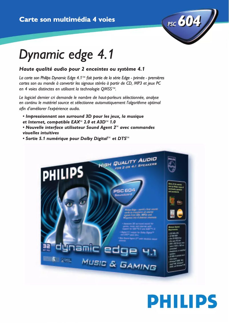 Page 1 de la notice Fiche technique Philips PSC604