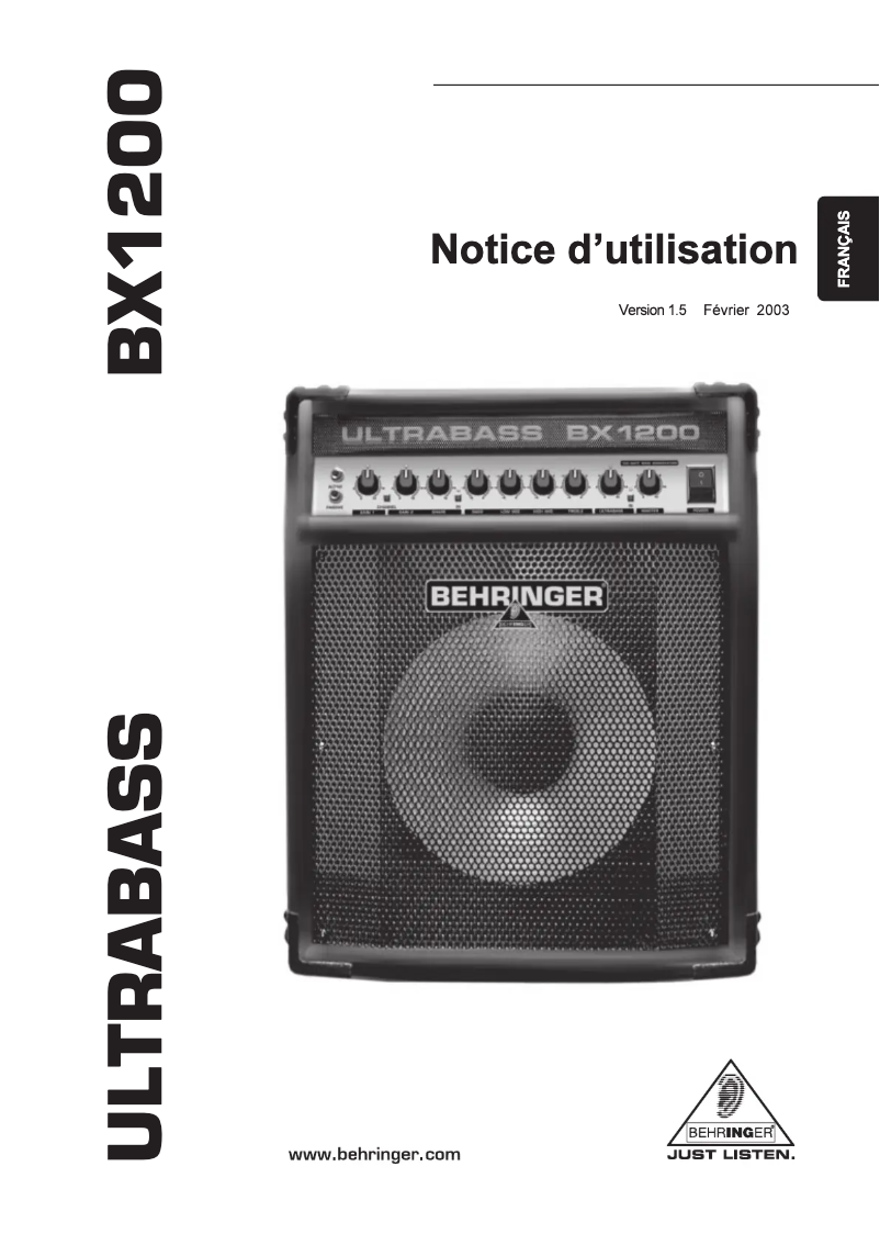 Imagen de la primera página del manual del dispositivo Ultrabass BX1200