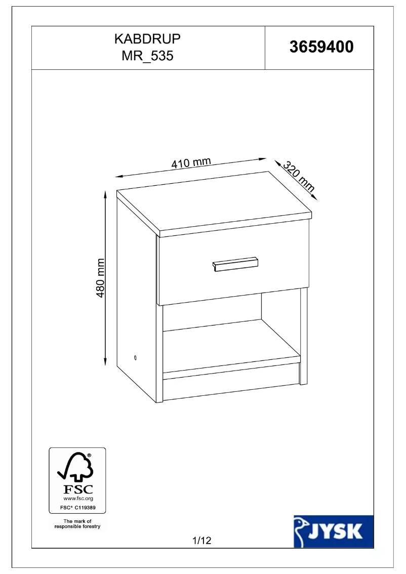 Page 1 de la notice Manuel utilisateur JYSK Kabdrup