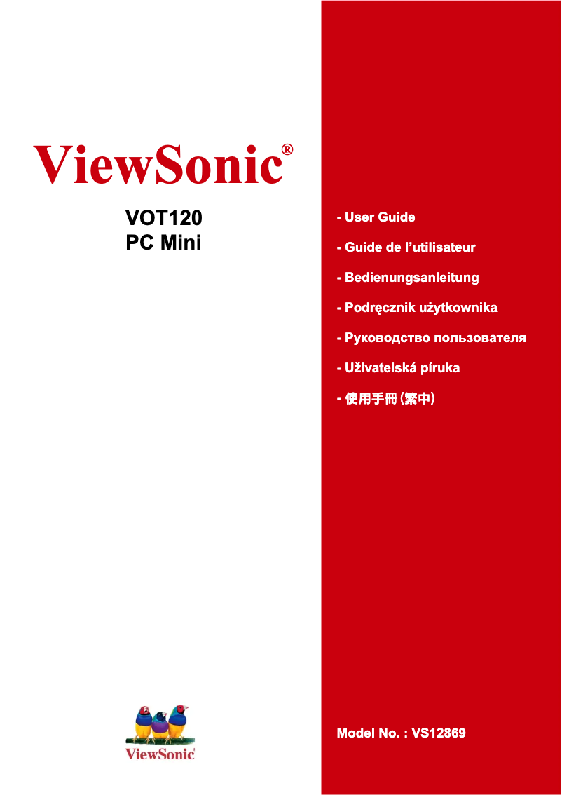 Page 1 de la notice Manuel utilisateur Viewsonic VOT120