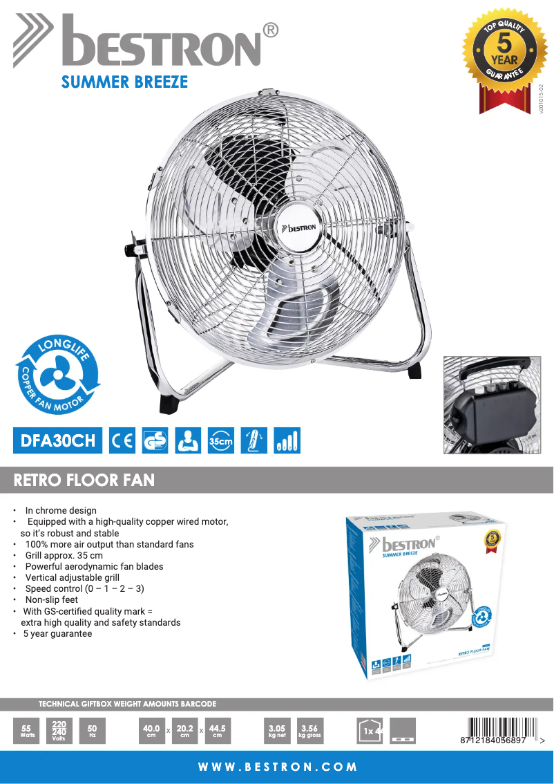 Page n°1 - Fiche technique Bestron Summer Breeze DFA30CH