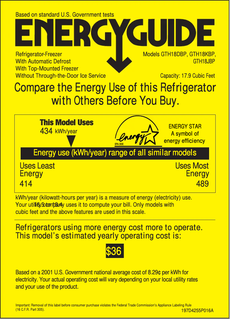 Image de la première page du manuel de l'appareil GTH18KBPWW