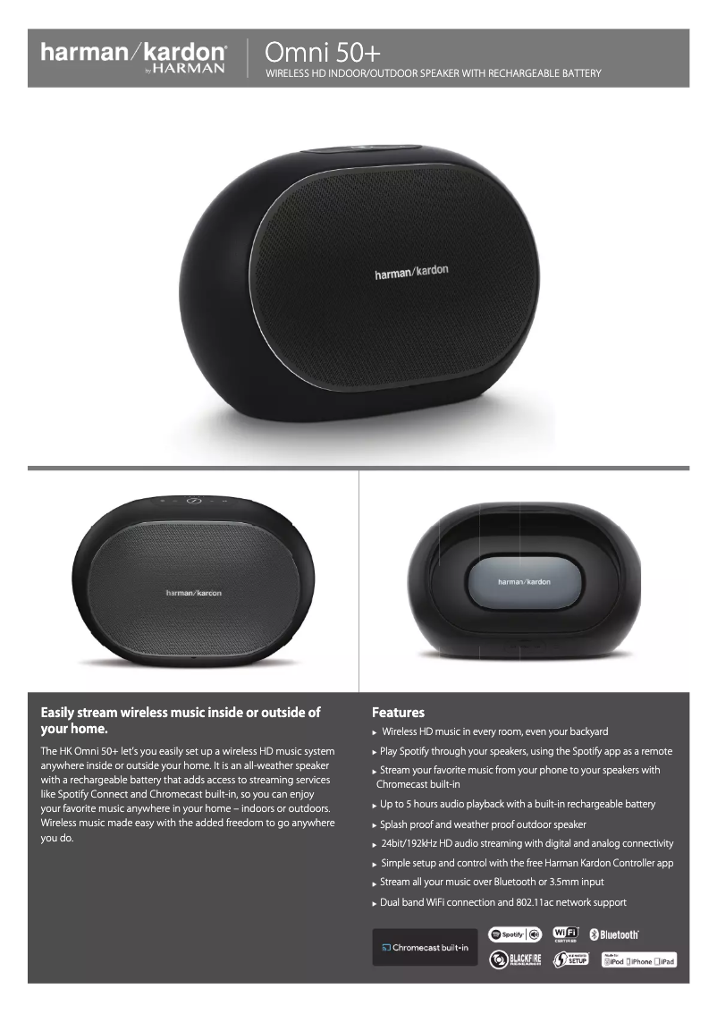 Page 1 de la notice Fiche technique Harman Kardon Omni 50+