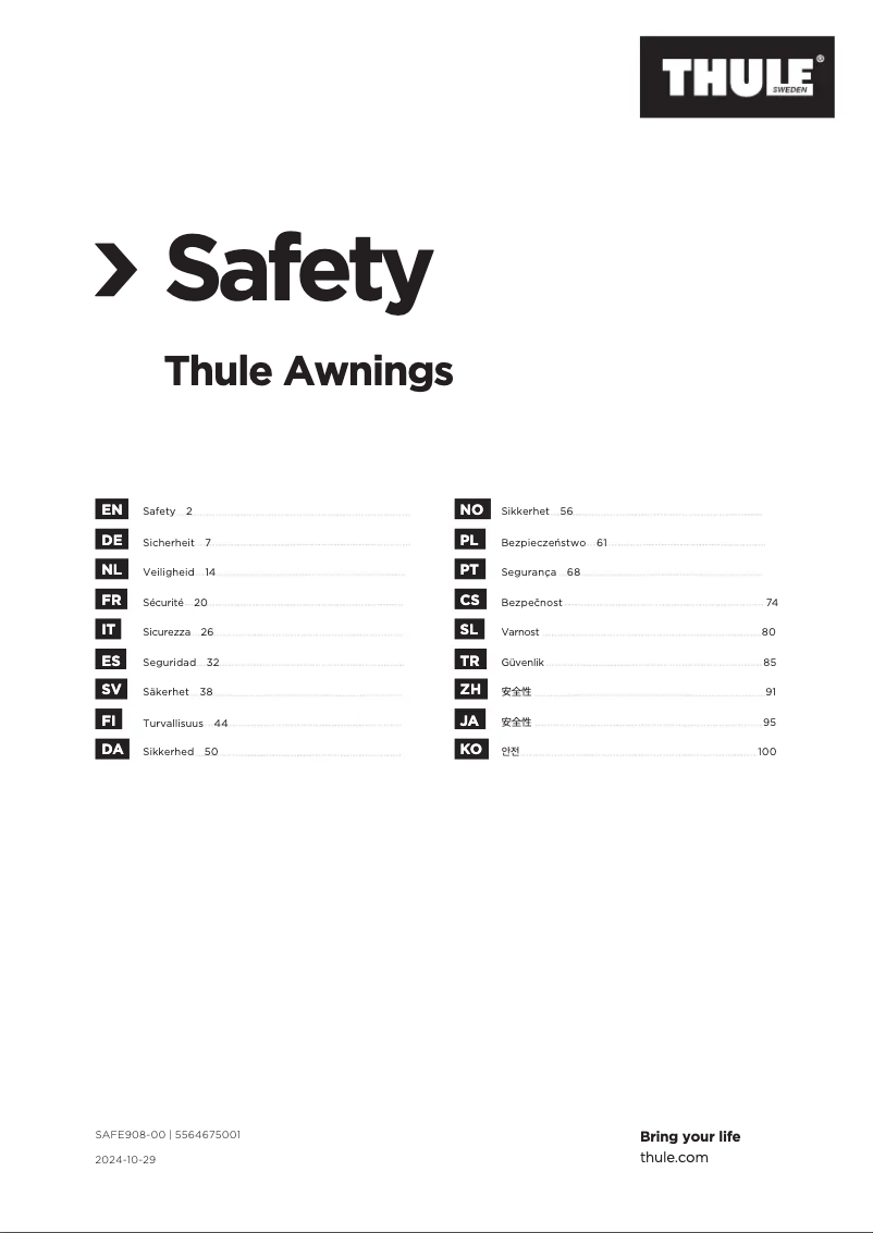 Page 1 de la notice Manuel utilisateur Thule 3200
