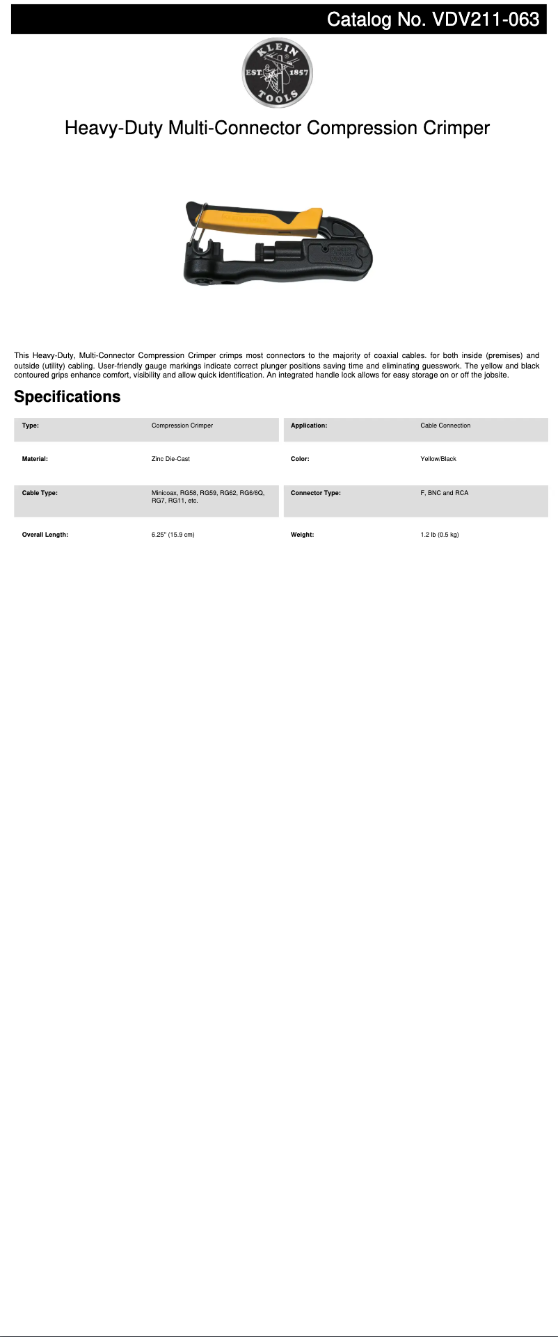 Image de la première page du manuel de l'appareil VDV211-063