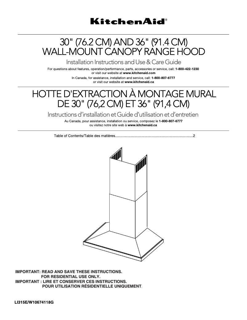 Página 1 del manual Guía de instalación KitchenAid KVWB600HBS